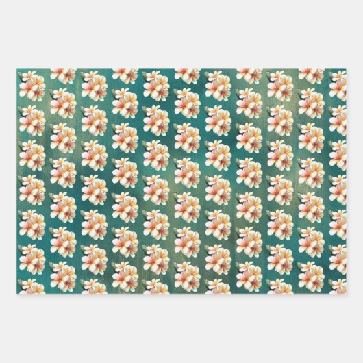 Blauwgroen gouden anananas Hibiscus Tropische bloe Inpakpapier Vel (Voorkant 3)