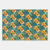Blauwgroen gouden anananas Hibiscus Tropische bloe Inpakpapier Vel (Voorkant)