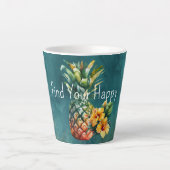 Blauwgroen gouden anananas Hibiscus Tropische bloe Latte Mok (Voorkant)