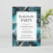 Blauwgroen Gouden Bachelorette Feestuitnodiging Kaart (Staand voorkant)