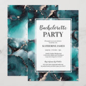 Blauwgroen Gouden Bachelorette Feestuitnodiging Kaart (Voorkant / Achterkant)