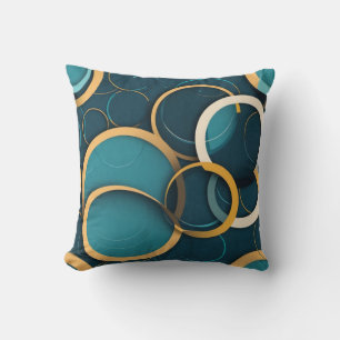 Blauwgroen, gouden cirkels kussen