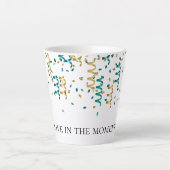 Blauwgroen gouden Confetti Latte Mok (Voorkant)
