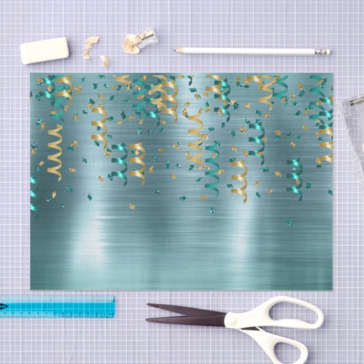 Blauwgroen gouden Confetti verjaardag Tissuepapier (Craft)