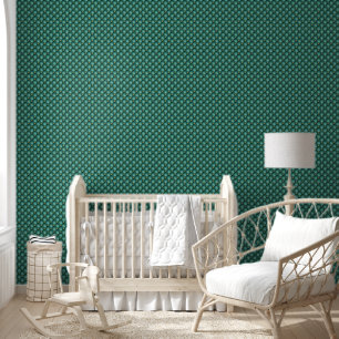 Blauwgroen gouden diamant getuft behang