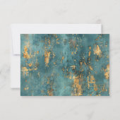 Blauwgroen gouden elegante moderne kunst bruiloft RSVP kaartje (Achterkant)