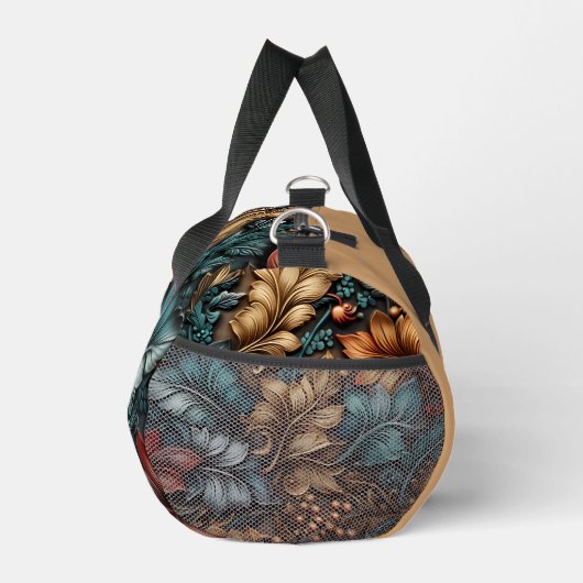 Blauwgroen, gouden en paisley bladeren plunjezak (Rechts)