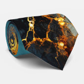 Blauwgroen gouden gemarmerd ontwerp Stropdas (Opgerold)
