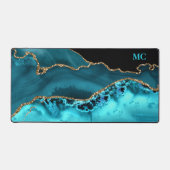 Blauwgroen & gouden Glitter Agaat met Blauwgroen M Bureaumat (Voorkant)