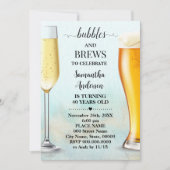 Blauwgroen Gouden Glitter Bubbles & Brews Volwasse Kaart (Voorkant)