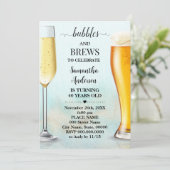Blauwgroen Gouden Glitter Bubbles & Brews Volwasse Kaart (Staand voorkant)