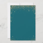 Blauwgroen Gouden Glitter Champagne 50ste Jubileum Kaart (Achterkant)