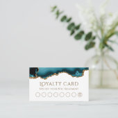 blauwgroen gouden glitter-kaart met loyaliteit visitekaartje (Staand voorkant)