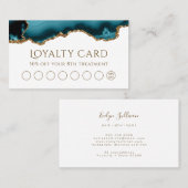 blauwgroen gouden glitter-kaart met loyaliteit visitekaartje (Voorkant / Achterkant)