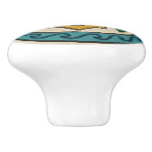 Blauwgroen Gouden Golf Diamant Zapotec Keramische  Knop (Zijkant)