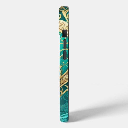 Blauwgroen gouden hart Case-Mate iPhone case (Achterkant / Links)