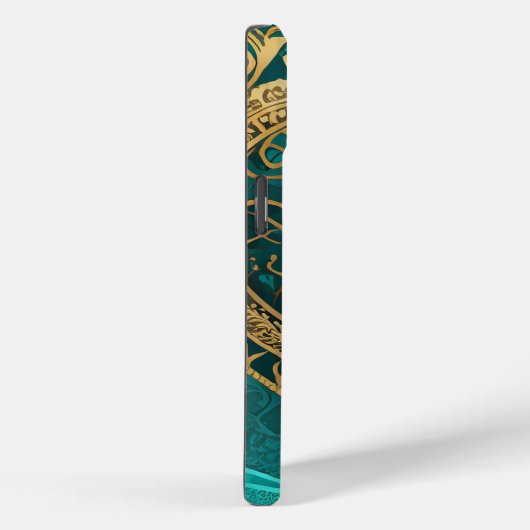 Blauwgroen gouden hart Case-Mate iPhone case (Achterkant / Rechts)