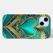 Blauwgroen gouden hart Case-Mate iPhone case (Achterkant (horizontaal))