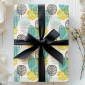 Blauwgroen & gouden herfstbladeren cadeaupapier