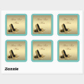 Blauwgroen gouden hoge hak schoenen envelop afdich vierkante sticker (Vel)