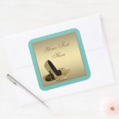 Blauwgroen gouden hoge hak schoenen envelop afdich vierkante sticker (Envelop)