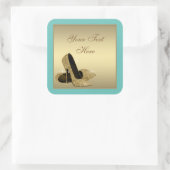 Blauwgroen gouden hoge hak schoenen envelop afdich vierkante sticker (Tas)