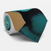 Blauwgroen & Gouden Honingraat Grunge Waterverf Stropdas (Opgerold)