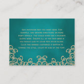 Blauwgroen gouden Indische geïnspireerde ontvangst Informatiekaartje (Achterkant)