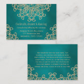 Blauwgroen gouden Indische geïnspireerde ontvangst Informatiekaartje (Voorkant / Achterkant)