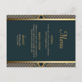 Blauwgroen + Gouden Kant Gast Tafel Nummer & Menu (Achterkant)