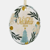 Blauwgroen gouden kerstboomkeramisch keramisch Orn Keramisch Ornament (Rechts)