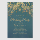 Blauwgroen gouden koord verlicht om het even welke magnetische uitnodiging (Voorkant)