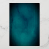 Blauwgroen Gouden Kroon Bloemen Quinceanera Folie Uitnodiging (Achterkant)