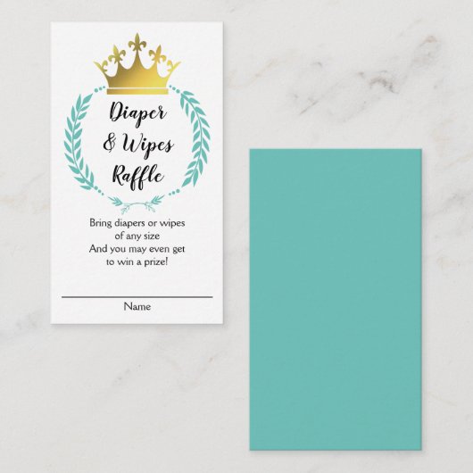 Blauwgroen gouden kroonluier DOEKJES RAFFLE Informatiekaartje (Voorkant / Achterkant)