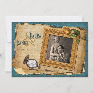  Blauwgroen, gouden Lijst Foto Weddenschap II Kaart