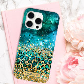 Blauwgroen Gouden Luipaard Print Galaxy Gepersonal Case-Mate iPhone Case