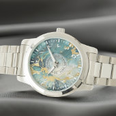 Blauwgroen gouden marmeren horloge – oversized zil