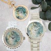 Blauwgroen gouden marmeren horloge – oversized zil