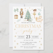 Blauwgroen Gouden Notenkraker Ballet Kerstfeest Feestdagenkaart (Voorkant)