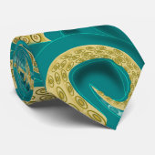 Blauwgroen gouden octopus Stropdas (Opgerold)