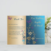 Blauwgroen gouden Paarse Floral Bi-Fold Wedding Pr (Staand voorkant)
