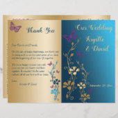 Blauwgroen gouden Paarse Floral Bi-Fold Wedding Pr (Voorkant / Achterkant)