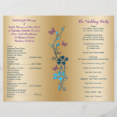 Blauwgroen gouden Paarse Floral Bi-Fold Wedding Pr (Achterkant)