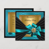 Blauwgroen gouden rimpel op jaardag kaart (Voorkant / Achterkant)
