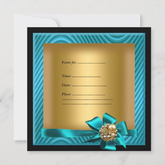 Blauwgroen gouden rimpel op jaardag kaart (Achterkant)