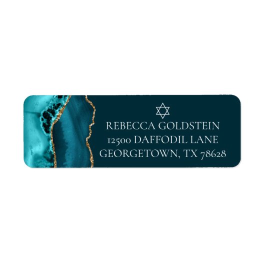 Blauwgroen Gouden Ster van David Joodse Terugkeer Etiket (Voorkant)