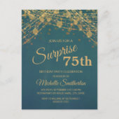 Blauwgroen gouden strijklichten Verrassend 75e ver Briefkaart (Voorkant)