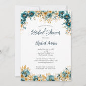 Blauwgroen Gouden Waterverf Bloemen Vrijgezellenfe Kaart (Voorkant)