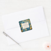 Blauwgroen Gouden Waterverf Hooglied van Salomo Bi Vierkante Sticker (Envelop)