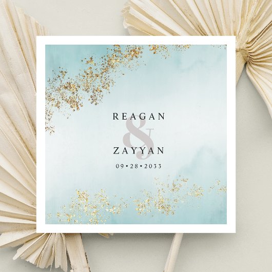 Blauwgroen & Gouden Waterverf Servet